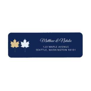 Étiquette Mariage d'automne élégant avec feuille d'érable en