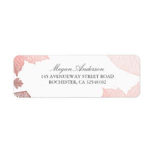 Étiquette Mariage de automne Feuille blanc et Rose