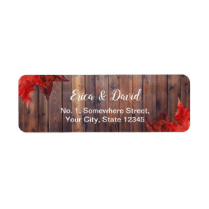 Étiquette Mariage de automne rustique de feuille d'automne