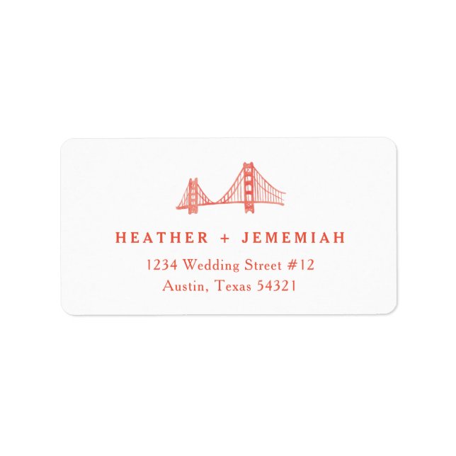 Étiquette Mariage de Bay Bridge (Devant)