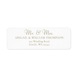 Étiquette Mariage de calligraphie or moderne Adresse de reto