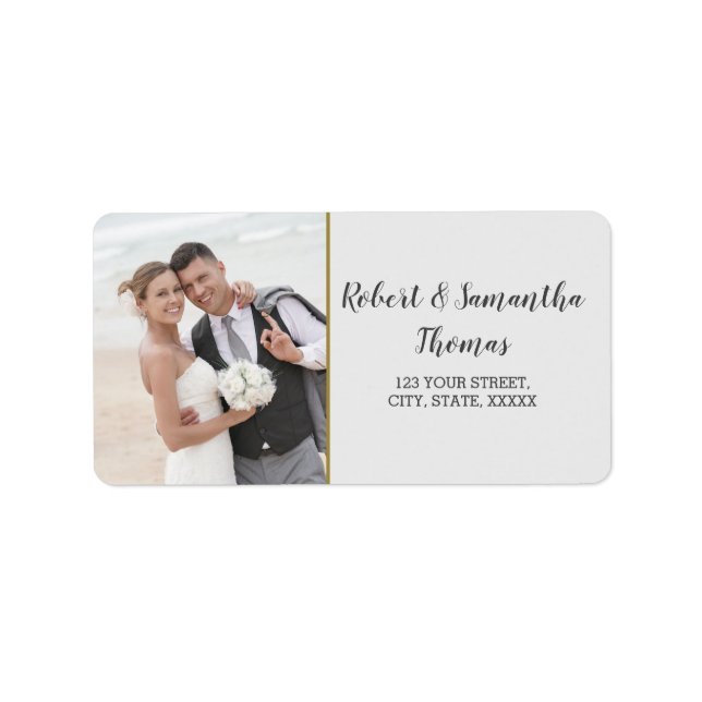 Étiquette Mariage de calligraphie photo fanée en gros (Devant)