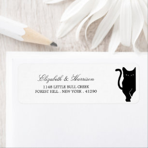 Étiquette Mariage de chat noir Whimsical moderne