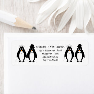 Étiquette Mariage de conception de pingouin