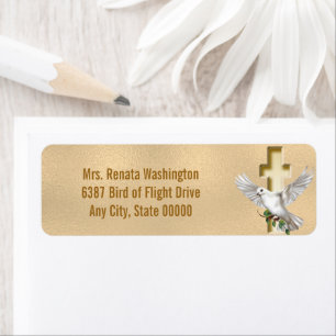 Étiquette Mariage de  de Foil Dove Cross Gold