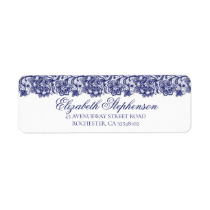 Étiquette Mariage de dentelle bleu marine