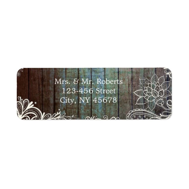 Étiquette mariage de dentelle en bois de barnwood rustique m (Devant)