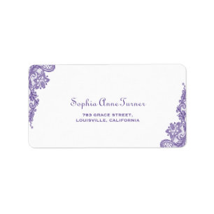 Étiquette Mariage de dentelle ultra violet moderne