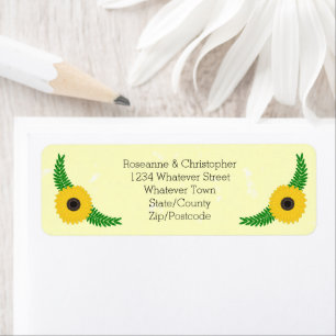 Étiquette Mariage de design de tournesol de couleur jaune