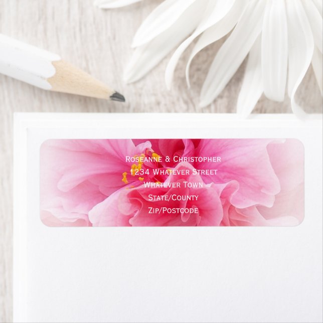 Étiquette Mariage de design floral rose Adresse de retour (En situation)
