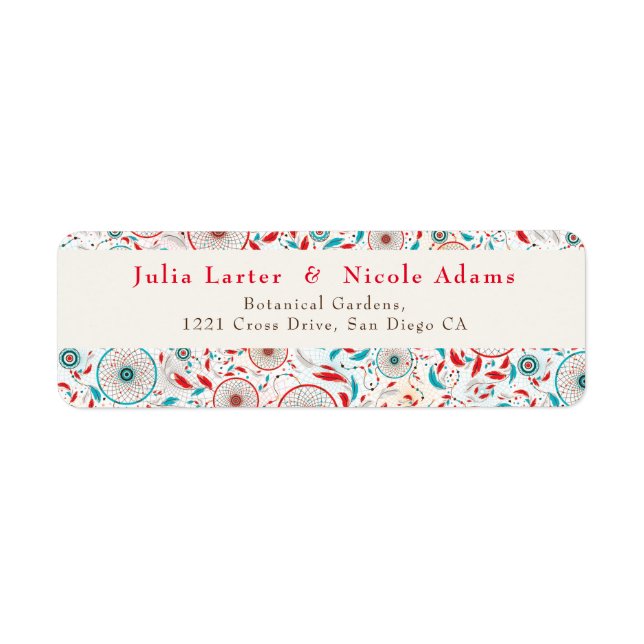 Étiquette Mariage de Dreamcatcher en plumes de la tribu Boho (Devant)