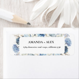 Étiquette Mariage de fleurs de printemps bleu Dusty
