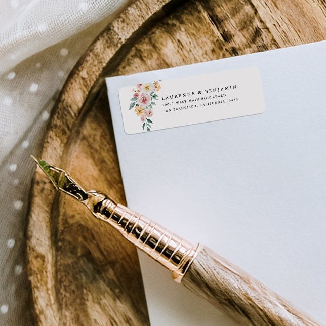 Étiquette Mariage de fleurs douces adresse de retour étiquet (Créateur téléchargé)