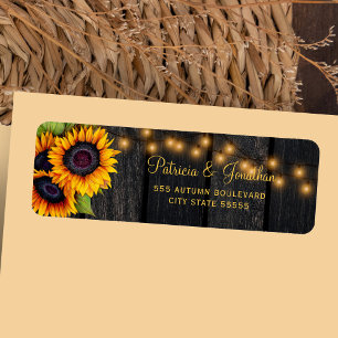 Étiquette Mariage de la grange de tournesol rustique adresse