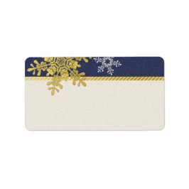 Étiquette Mariage de la Marine Gold Snowflake Blank Étiquett