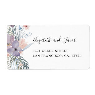 Étiquette Mariage de lavande florale. Adresse de fleurs viol