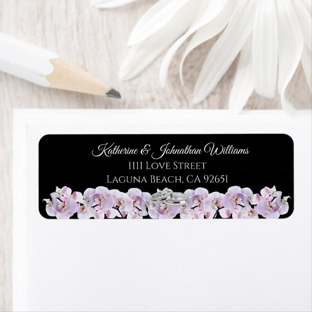 Étiquette Mariage de l'orchidée blanche - (En situation)