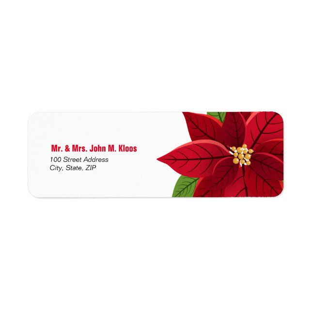 Étiquette Mariage de Noël Poinsettia (Devant)