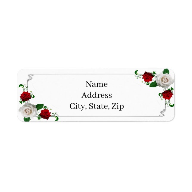 Étiquette Mariage de Noël Rose rouge et blanc Adresse (Devant)
