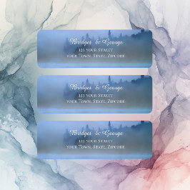 Étiquette mariage de paysage forestier bleu poussiéreux