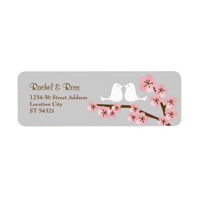 Étiquette Mariage de printemps rose et gris pour la fleur de (Devant)
