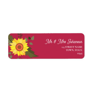 Étiquette Mariage de tournesol Adresse de retour