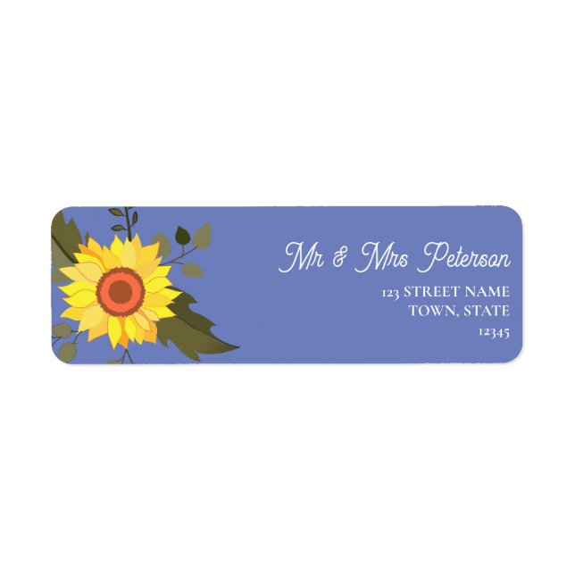 Étiquette Mariage de tournesol Adresse de retour (Devant)