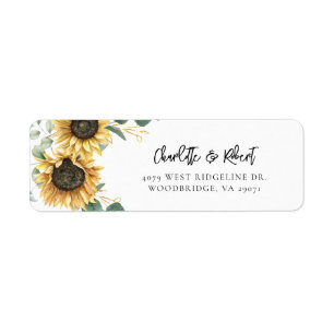 Étiquette Mariage de tournesol floral - Adresse de retour