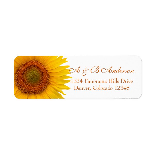 Étiquette Mariage de tournesol jaune Adresse de retour Label (Devant)