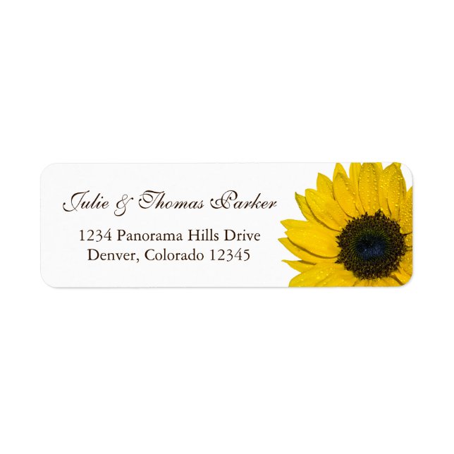 Étiquette Mariage de tournesol ou adresse générale de retour (Devant)