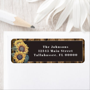 Étiquette Mariage de tournesol rustique