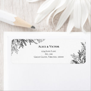 Étiquette Mariage de verdure blanche et noire Adresse de ret
