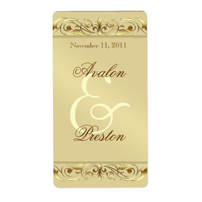 Étiquette Mariage de vin Grand Duchess Gold Scroll (Devant)