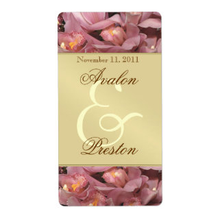 Étiquette Mariage de vin rose Orchidées Or