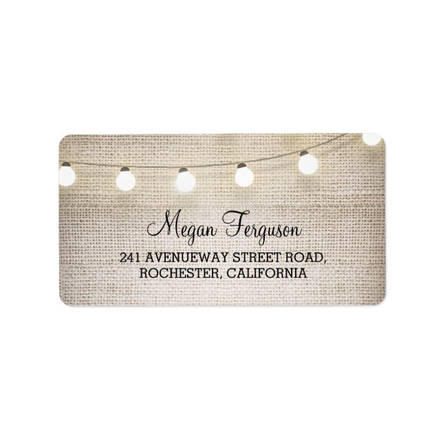 Étiquette Mariage de voyants de chaîne Burlap (Devant)