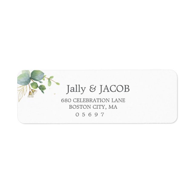 Étiquette Mariage d'été Eucalyptus de verdure rustique. (Devant)