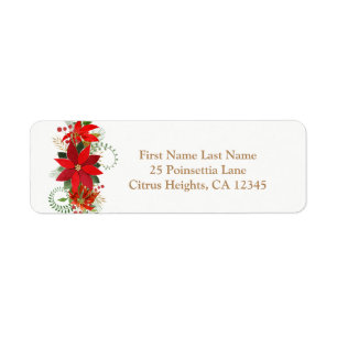 Étiquette Mariage d'hiver Rouge Blanc Poinsettia Fête