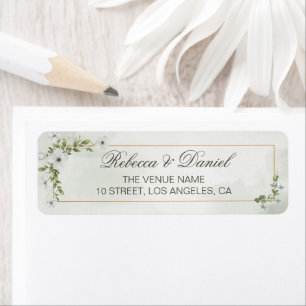 Étiquette Mariage Élégant aux Fleurs Blanches