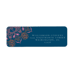 Étiquette Mariage élégant bleu sarcelle mandala floral bohèm