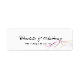 Étiquette Mariage Élégant Créatif Courbes Abstraites Blanche