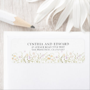Étiquette Mariage Élégant de Fleurs Sauvages de Prairie Esti