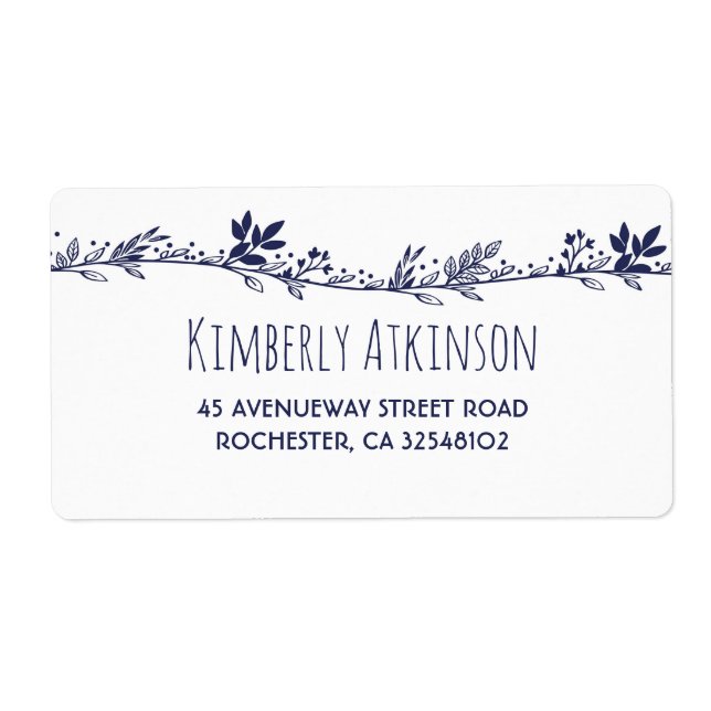 Étiquette Mariage élégant de la Marine Florale Blanche (Devant)