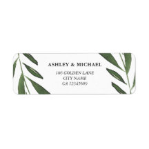 Mariage Élégant Moderne Feuille Aquarelle Verte