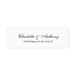 Étiquette Mariage Élégant Script Creative Black White