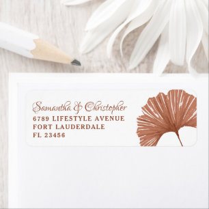 Étiquette Mariage en feuilles de Terracotta Ginkgo