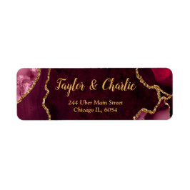 Étiquette Mariage en marbre rouge et or