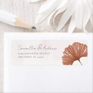 Étiquette Mariage en terre cuite botanique Ginkgo