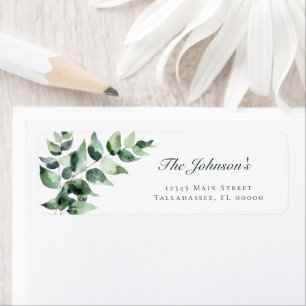 Étiquette Mariage Eucalyptus Aquarelle Adresse Blanche