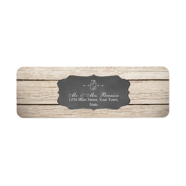 Étiquette Mariage/Fête des mariées unique de mason rustique (Devant)
