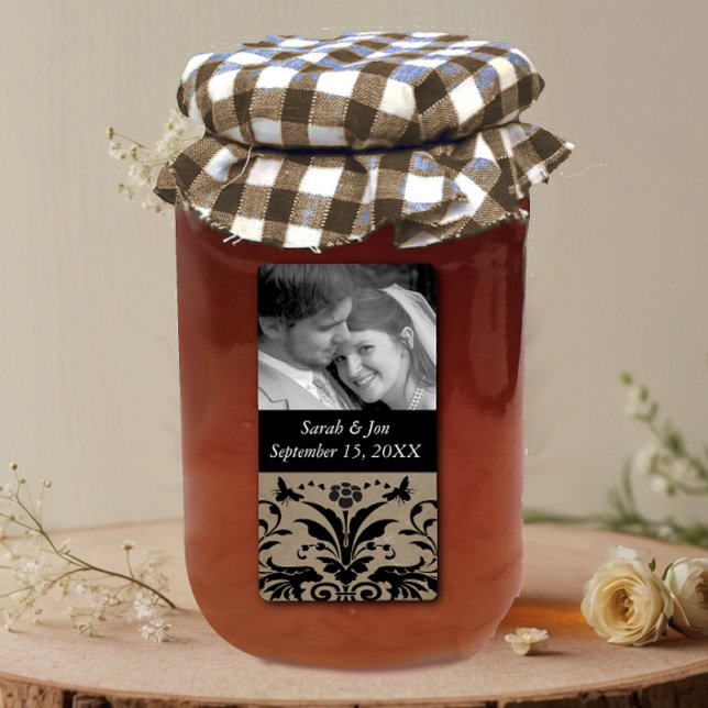 Étiquette Mariage Fiançailles Photo Damask Enregistrer la da (Créateur téléchargé)